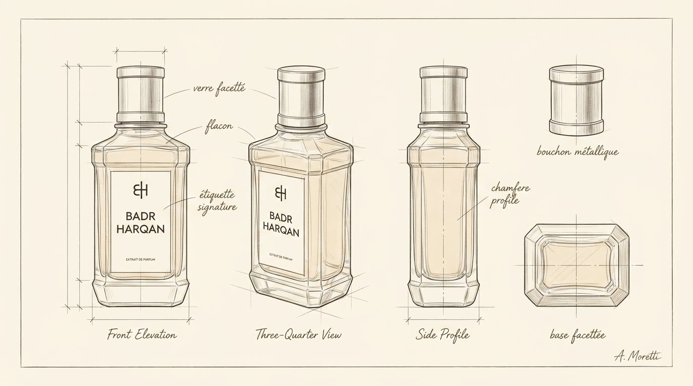 Badr Harqan bottle design studies