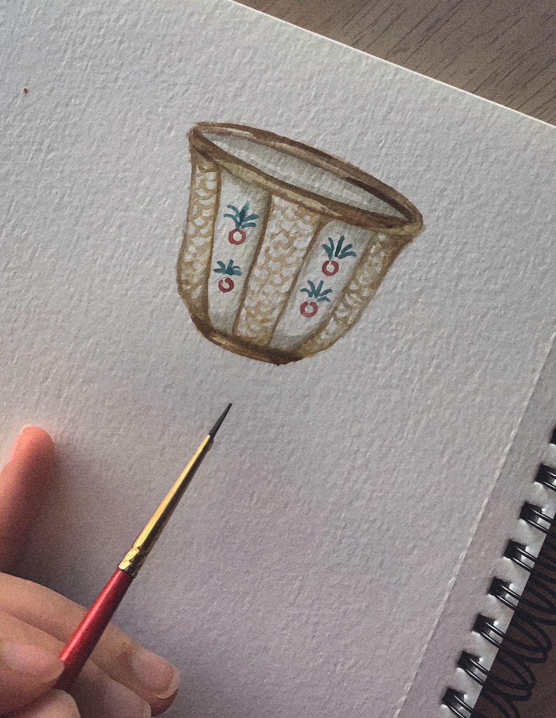 Fanajeen coffee cup watercolor in progress